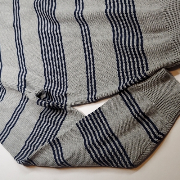 CHAPS Men's Oversized Sweater Size XXL Gray Blue Striped Embroidered Logo NEW - Picture 3 of 13